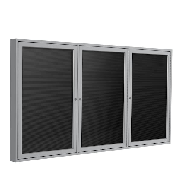Enclosed Letter Board, 2 Door, Vinyl, Indoor/Outdoor, 4 ft H x 6 ft W, Black